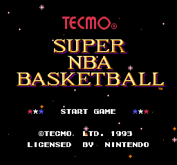 Tecmo Super NBA Basketball (Europe) Title Screen